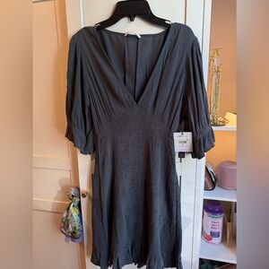 Gray V-Neck Dress